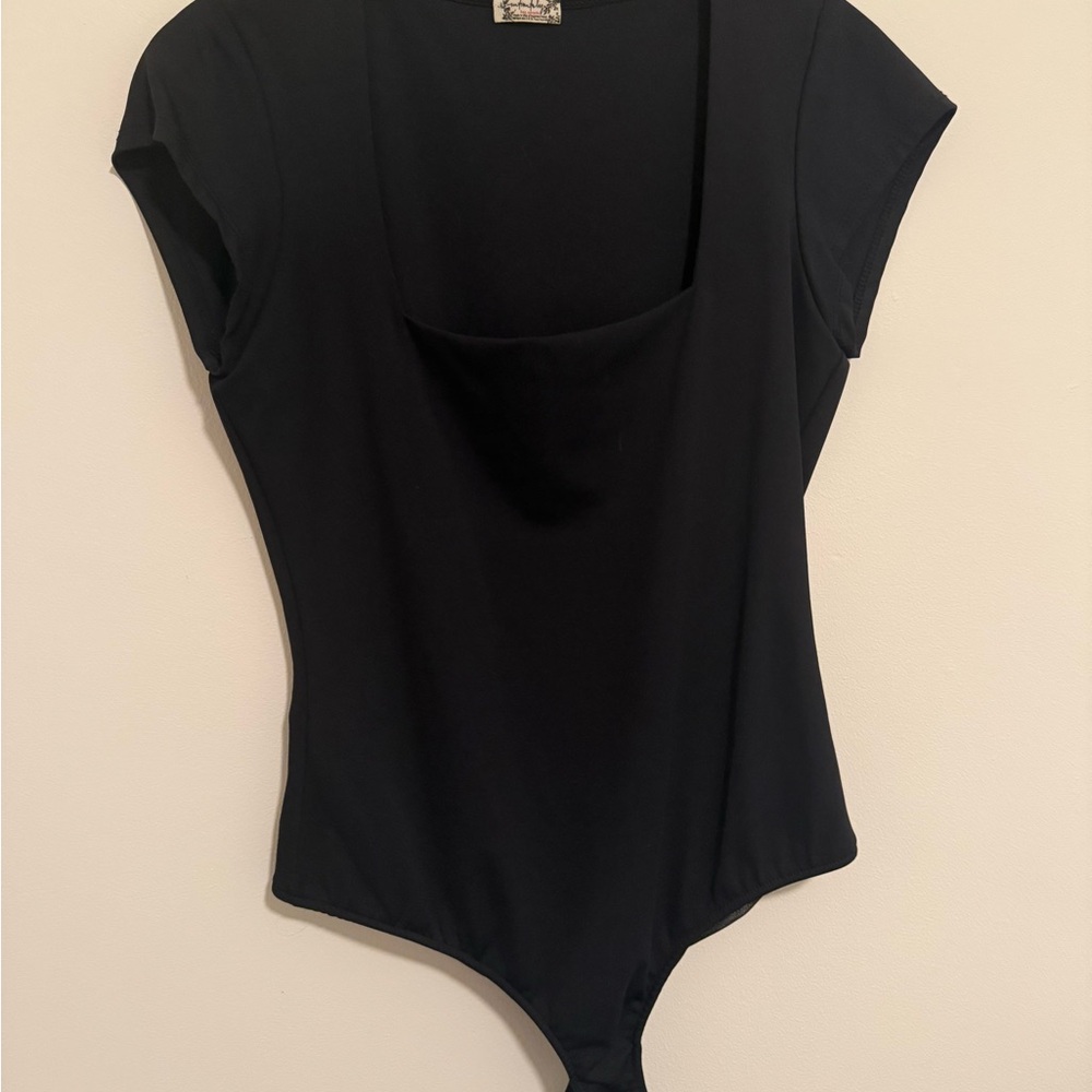 Free People Elegant Black Bodysuit